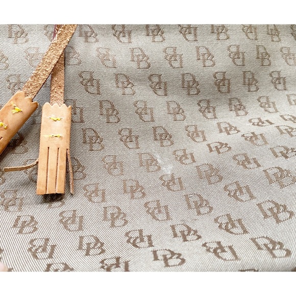 Dooney & Bourke VTG Canvas & Leather DB Monogram Bag  (Broken Zipper Pull) - Picture 4 of 15